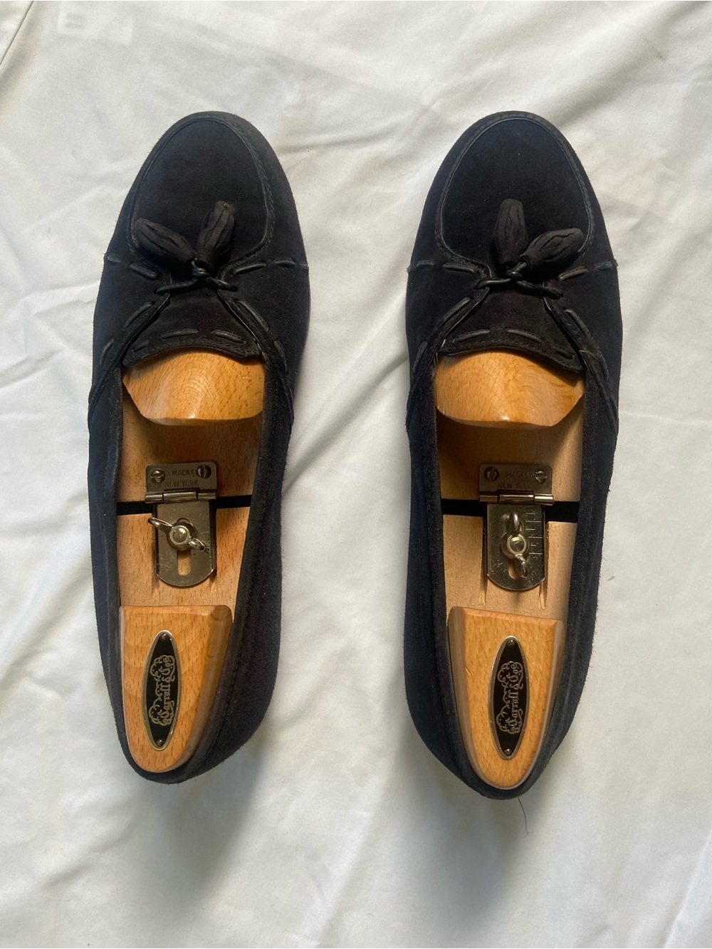 Certo Italy Black Suede Loafers Men's 9 A/D Slim Heel Carroll Co Trees